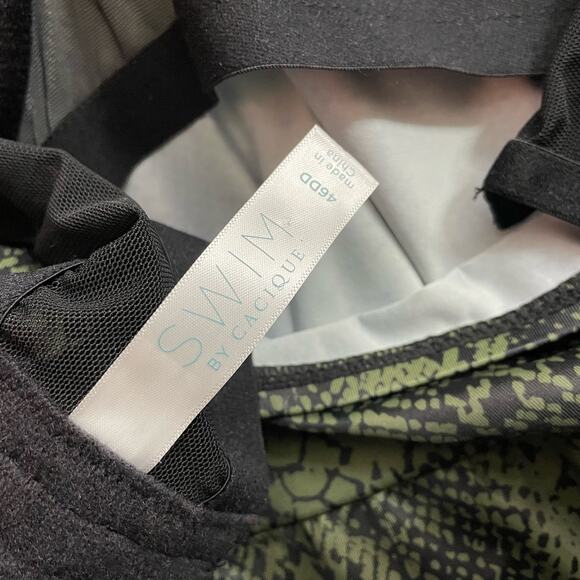 Cacique Green Black Python Snakeskin Underwire Tankini Swim Top 46DD 46 New - Picture 12 of 14